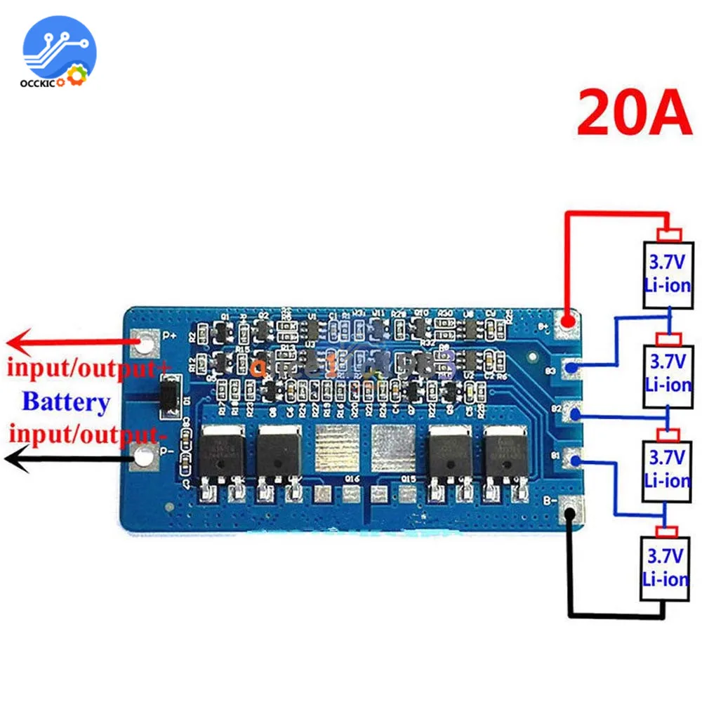 Bms 4S 20A 14,8 в 16,8 в 18650 литий-ионный аккумулятор Защитная плата для зарядного устройства балансировочный аккумулятор зарядное устройство