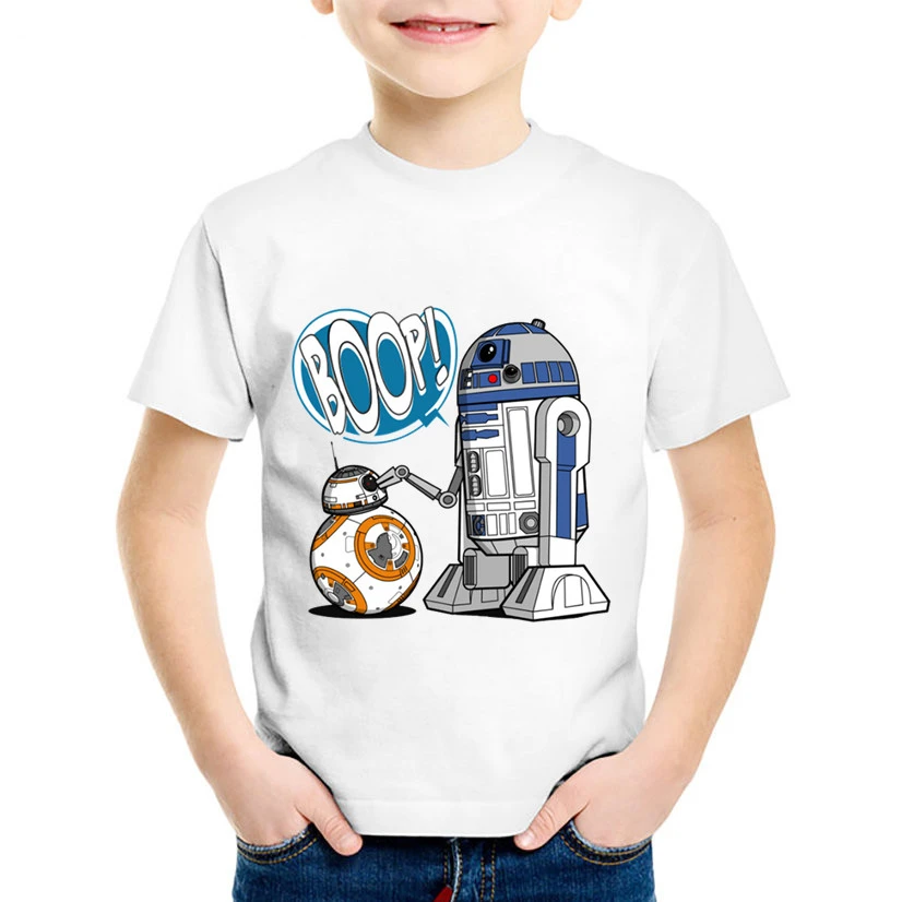 children's t shirt sizes by age	 Children Boys Girls BB-8 On The Move Print Funny T Shirt Baby Star Wars Design T-shirt Kids Summer White Casual Top Tees Clothes t-shirt child girl	