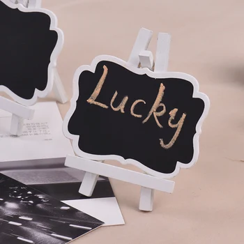 

Wooden Craft Small Chalkboard Signs with Easel Stand Elaborate Mini Decoration for Wedding Birthday Party Buffet as Tags