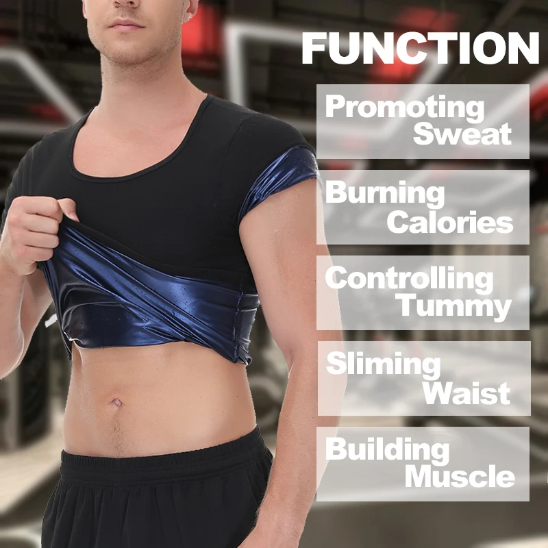 Mens Sauna Suit Sweat Slimming Trimmer Shirt Fitness Corset Workout Body Shaper Waist Trainer Belly Shapewear Slim Ultra Light