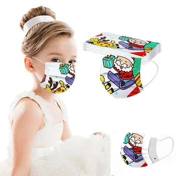

Children's 10 PC Christmas Printed Breathable Disposable Mask Print In Stock Facemask One time Masker 3Ply Christmas Halloween