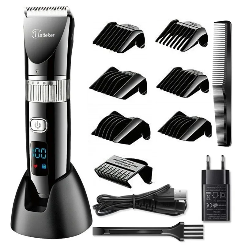 Cortadora de pelo profesional recargable máquina de corte de pelo, peluquero, resistente al agua, 13 piezas