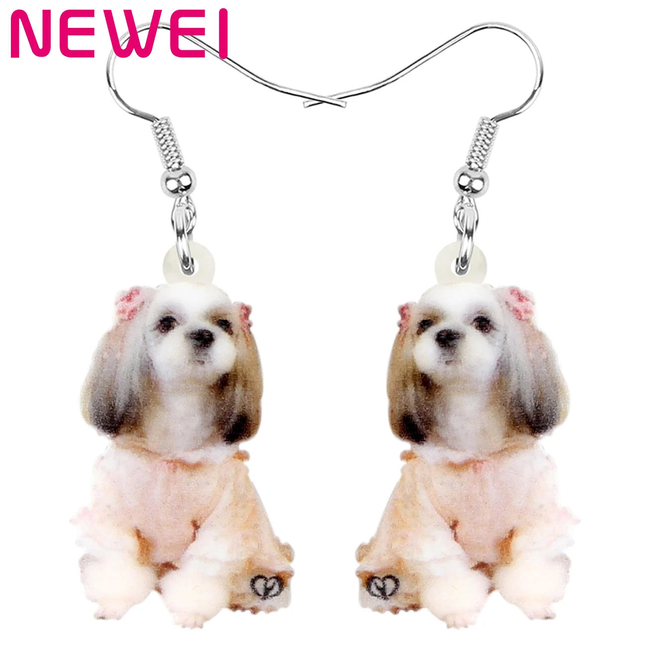 Newei Acrylic Chinese Shih Tzu Dog Pet Earrings Big Cute Print Animal Dangle Drop Jewelry For Women Trendy Gift Ear Accessories | Украшения