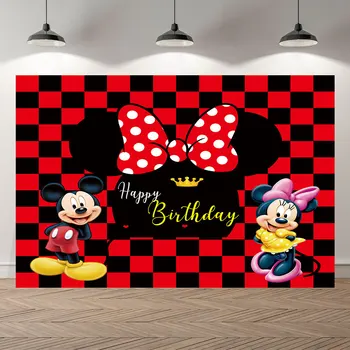 

Seekpro Photography Background Kids Baby girls Birthday baby showerBanner Backdrop mickey minnie Photo Background Photocall