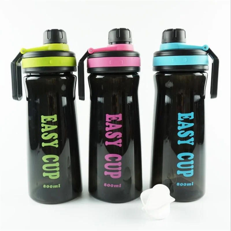 Пластиковая Спортивная бутылка для воды, для мужчин, для тренажерного зала, для фитнеса, шейкер, бутылка, BPA бесплатно, переносная Питьевая бутылка, 800 мл, большая емкость