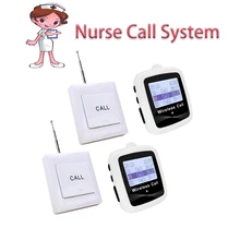 Sistema de paginación inalámbrico, receptor de 2 relojes, pantalla grande + 2 botones para equipo de Hospital, llamada de enfermera
