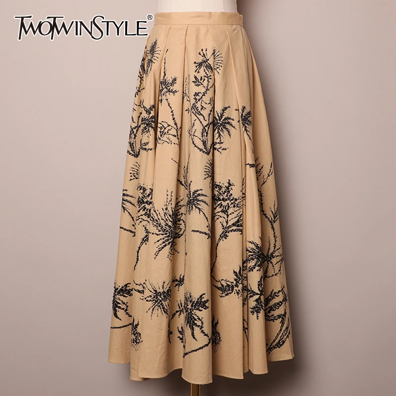 Женская винтажная юбка TWOTWINSTYLE с высокой талией и принтом | одежда