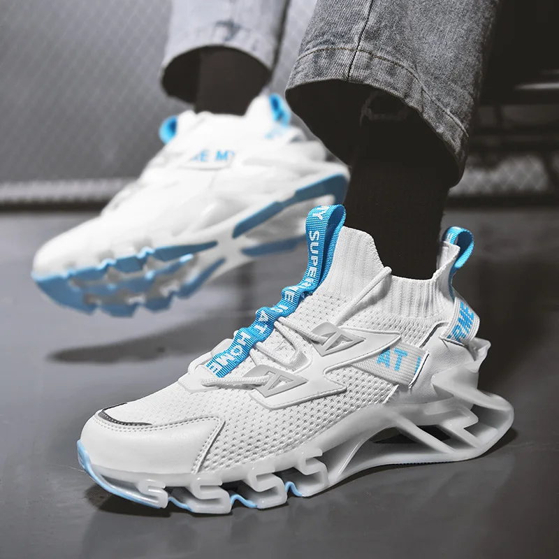 

CuddlyIIPanda 2022 Autumn New Men's Sneakers Shock-absorbing Air Mesh Shoes Male Breathable Flying Woven Non-slip Casual Shoes