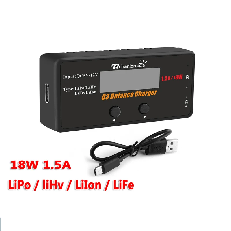Балансирующее зарядное устройство для батарей Lipo/LiHv/LiFe/Lilon 1 шт. 2-3S 18 вт 5a Q3 Re 5-12 в
