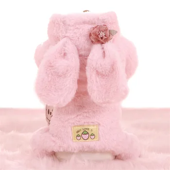 

Overalls for Dogs Winter Thicken Fleece Dog Jumpsuit for Small Dogs Cute Rabbit Soft Warm Dog Clothes for Poodles Pink Blue