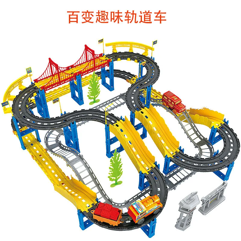 

Children'S Educational DIY Flexible Double Layer Camera Track Car Electric High-Speed Assembled Track Train Intelligence Toys Se