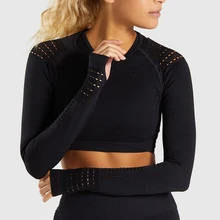 Дышащий Топ для йоги, спортивный топ для фитнеса, женский укороченный топ, женская спортивная рубашка, Женский Топ с длинным рукавом для спортзала, рубашка для йоги, топы для фитнес-тренировки