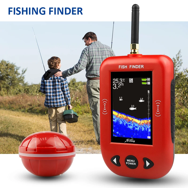 Erchang Fish Finder Portable Wireless Sonar 48M/160ft Depth 200M Distance Range Lake Fish Detect Professional Fish Finder