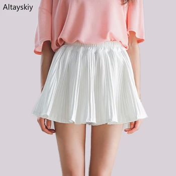 

Skirts Women Spring Summer Trendy Korean Style All-match Simple Solid Mini Skirt Pleated Kawaii Streetwear Empire A-Line Casual