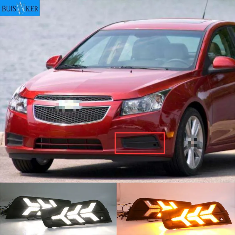 2 шт. светодиодный для chevrolet cruze 2009 2010 2011 2012 2013 2014 DRL Дневной светильник с сигнал