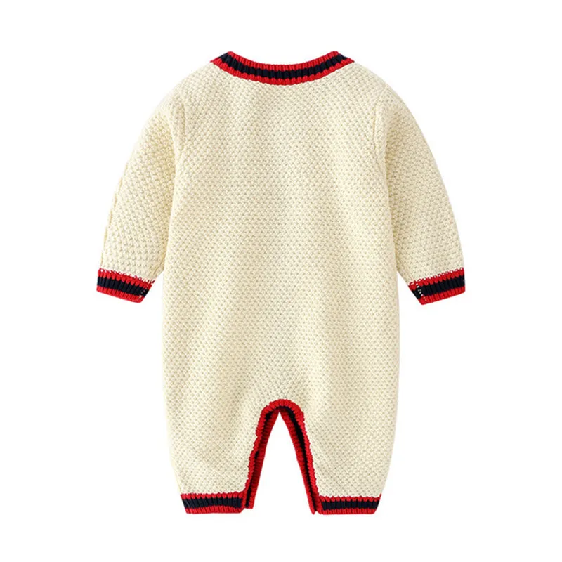 Baby Romper Knitted Fashion Solid Color Newborn Clothes Winter Button Up Boys Girls Jumpsuits Long Sleeve Toddler Kids Overalls