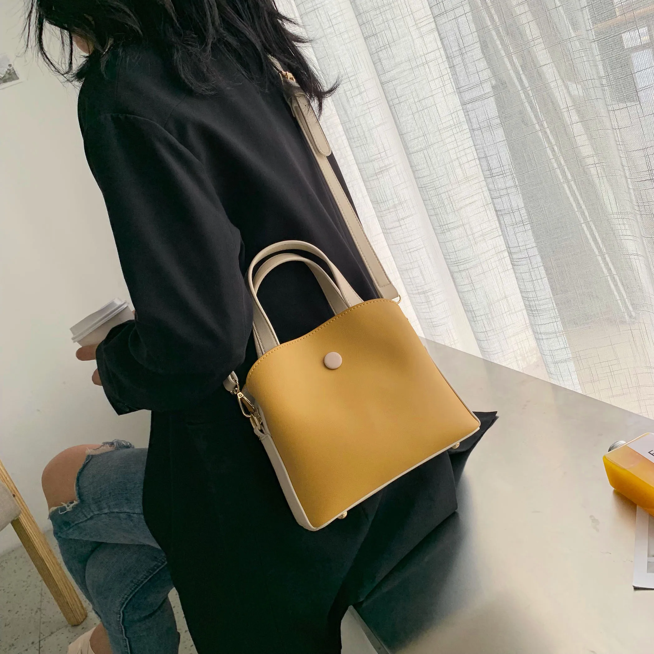Goedkoop Kleine PU Lederen Crossbody Tassen Voor Vrouwen 2019 Contrast Kleur Schouder Tas Dame Ontwerp Brief Riem Tote Handtassen