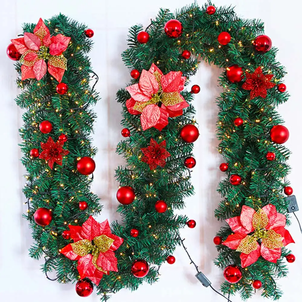 Fabric Christmas Rattan Decoration Room Hanging Home DIY Artificial Rattan Beautiful Garlands Party Garden Wedding The Mall - Цвет: Red