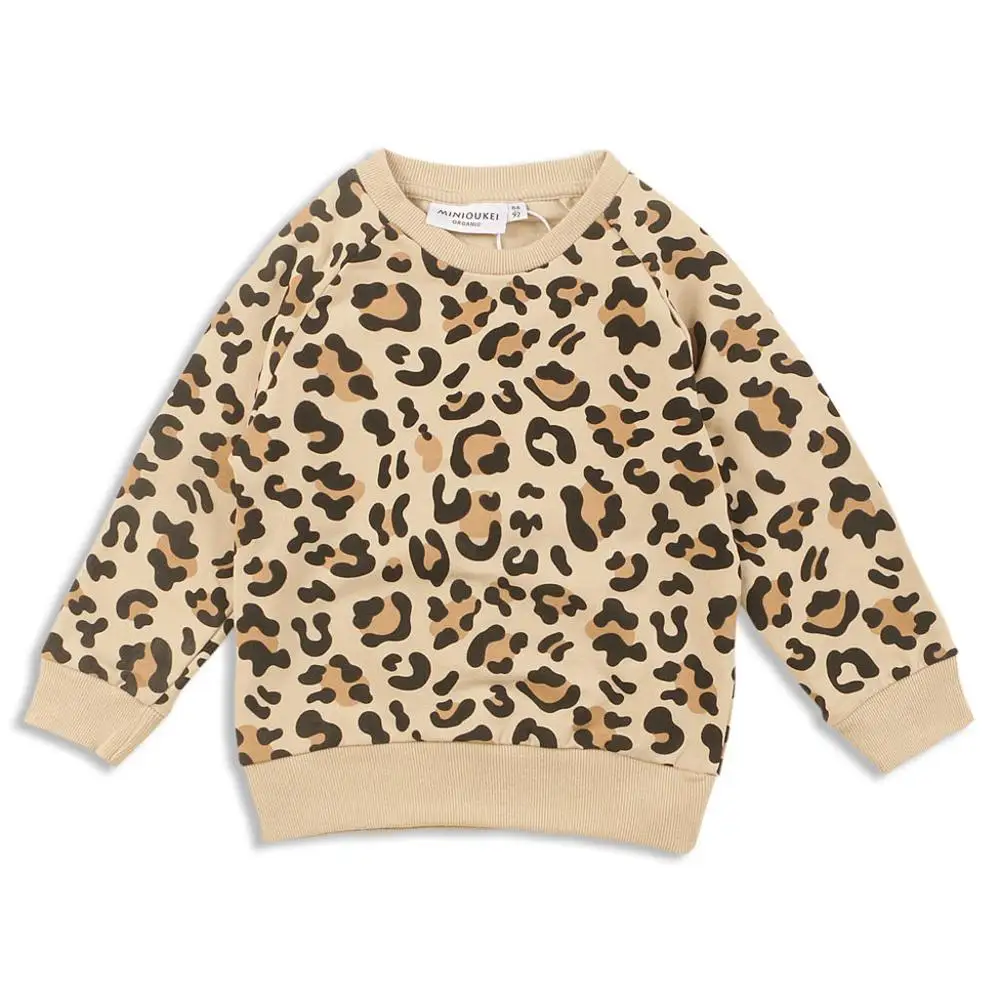 Yellow Sweatshirt Одежда для маленьких девочек, свитшот с леопардовым принтом, футболка с длинными рукавами, Детский свитер, детская одежда - Цвет: Yellow Sweatshirt