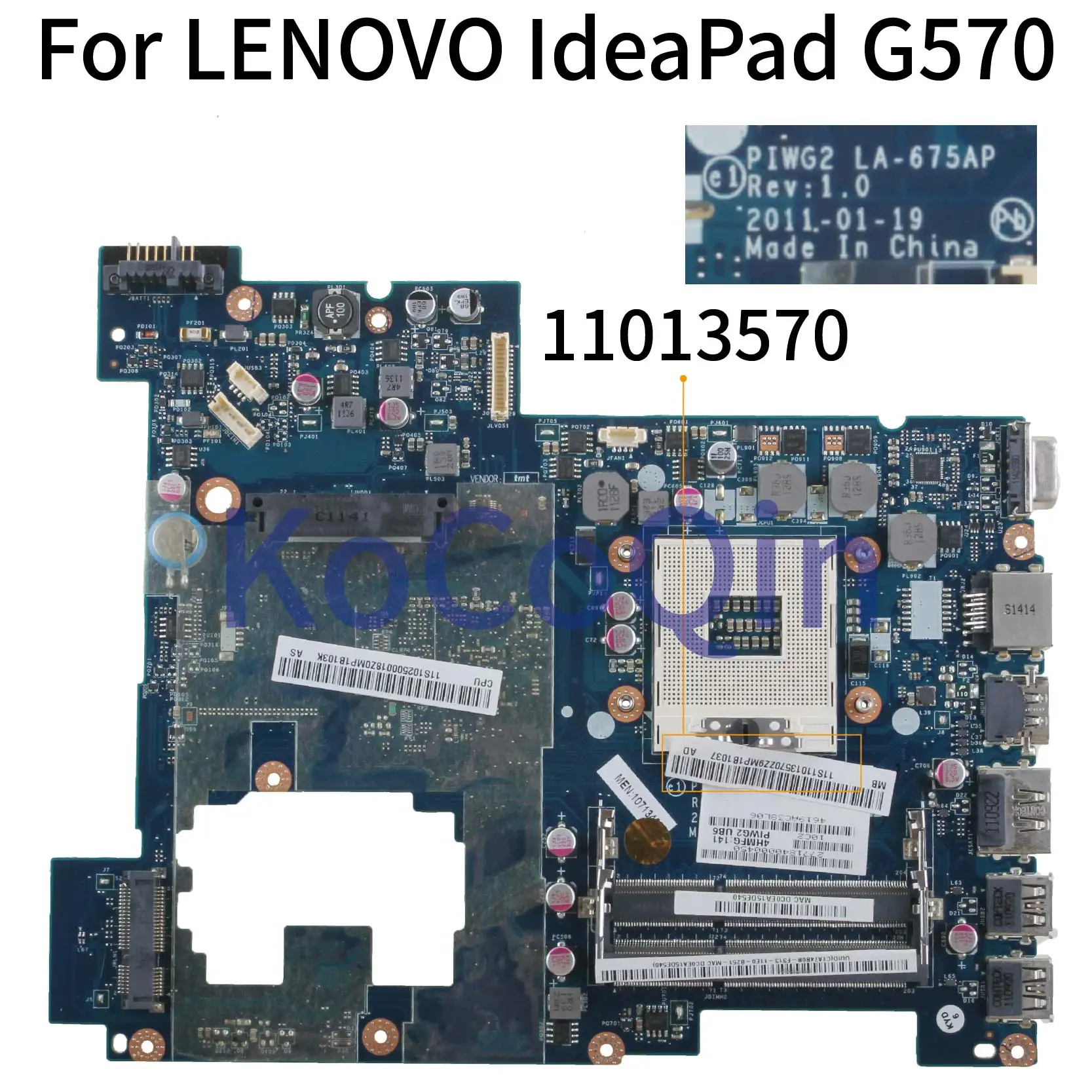 Материнская плата KoCoQin для ноутбука LENOVO IdeaPad G570 HM65 PGA989 HDMI материнская PIWG2 LA 675AP
