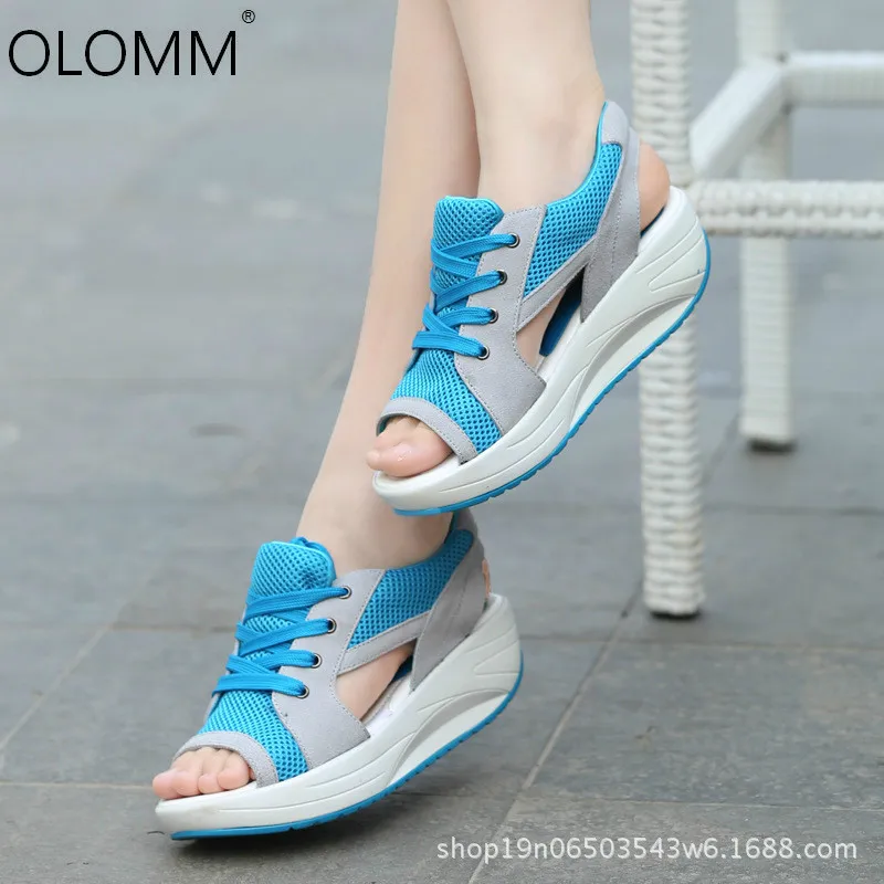 

Summer Fish Mouth Thick Bottom Increased Sandals Casual Loose Fashion Sports Mesh Shoes Shoes Woman Sandals