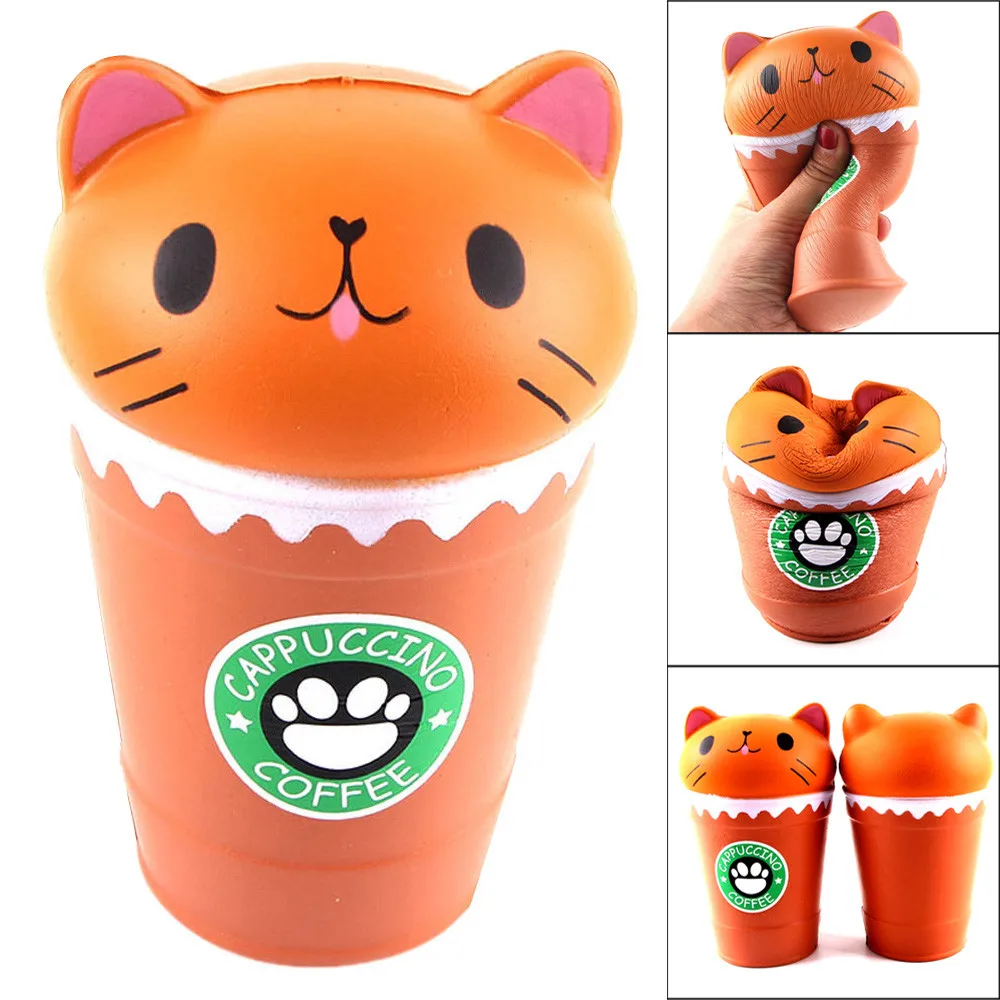

Cut Coffee Cup Cat Scented Squishies Slow Rising Squeeze Toy Collection Gift