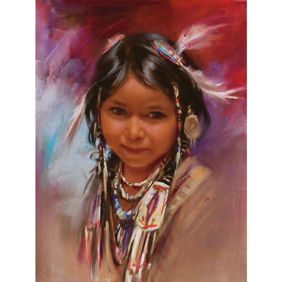 American Natives Indian little girl 5D DIY Diamond Painting Cross Stitch Embroidery full Square round Mosaic art | Дом и сад