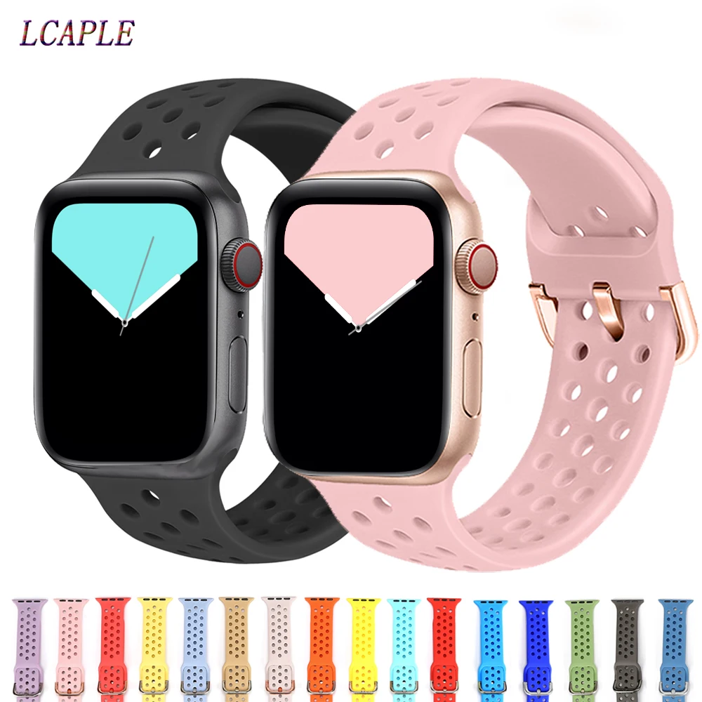 Спортивный силиконовый ремешок для correa apple watch 42mm 38 мм 44 40 длина браслета Модный