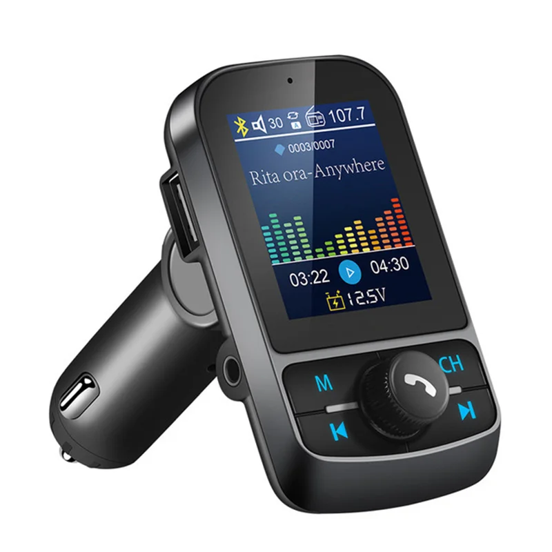 Bluetooth Car Kit aux bluetooth 4.0 Handsfree Wireless FM Transmitter 1.8 inches Color Screen Bluetooth Adapter MP3 Player