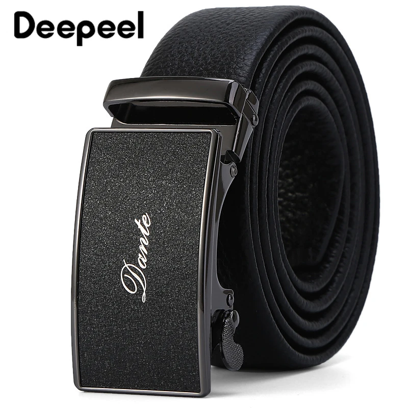 Deepeel 1 шт., 3,5*115*130 см, модный мужской ремень из цинкового сплава с автоматической пряжкой, первый слой, Воловья кожа, пояс, деловой Повседневный Пояс