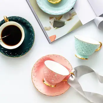 

230ml European Luxurious Ceramics Coffee Cup Sets Romantic Mermaid Tail Pattern High Quality Tea Set Court Style Home Decoration