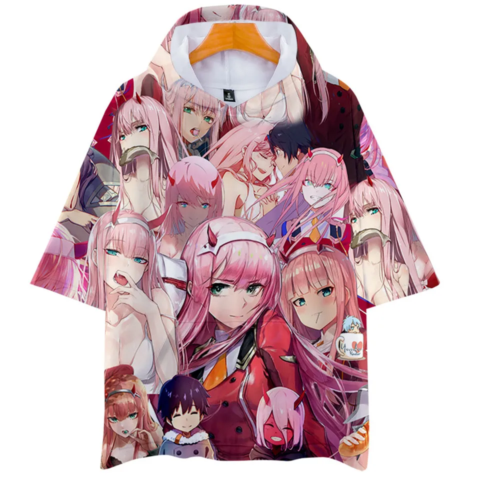 Новинка футболка Kawaii Darling In The Franxx с 3D капюшоном для мужчин и женщин принтом аниме