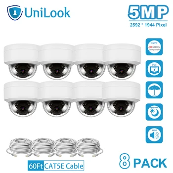 شراء يونيلوك 4K 8MP IP كاميرا POE الأمن في الهواء الطلق كاميرا 8 قطعة في حزمة المدمج في هيئة التصنيع العسكري IP66 IR 30m هيكفيجن متوافق Onvif H.265