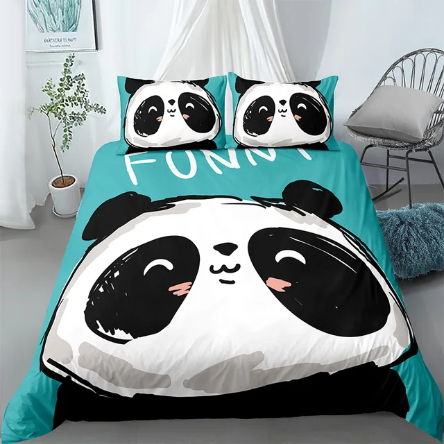HIXIP Panda Bettbezug Sets 3D Bett Set Schlafzimmer Zubehör