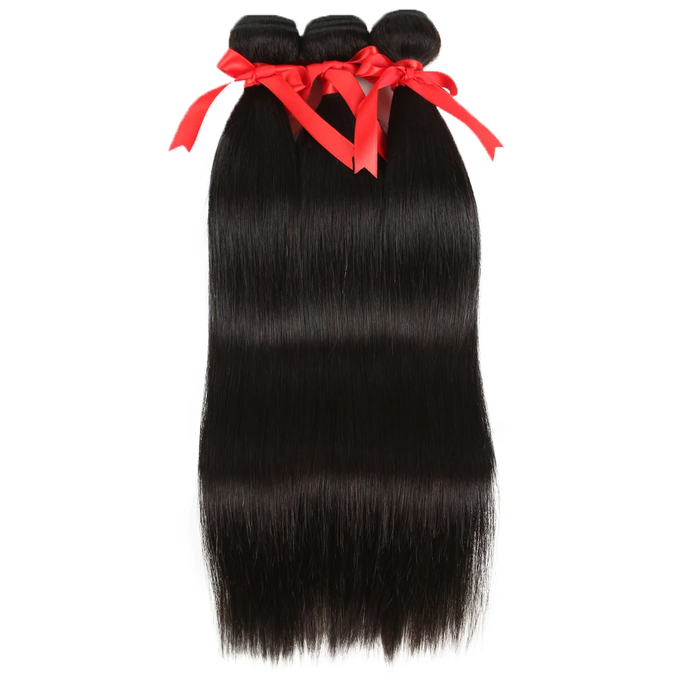 Sleek 28 Inch Human Hair Bundles For Women QVR Straight Hair Extensions Single Bundles Natural Brazilian Human Extensions