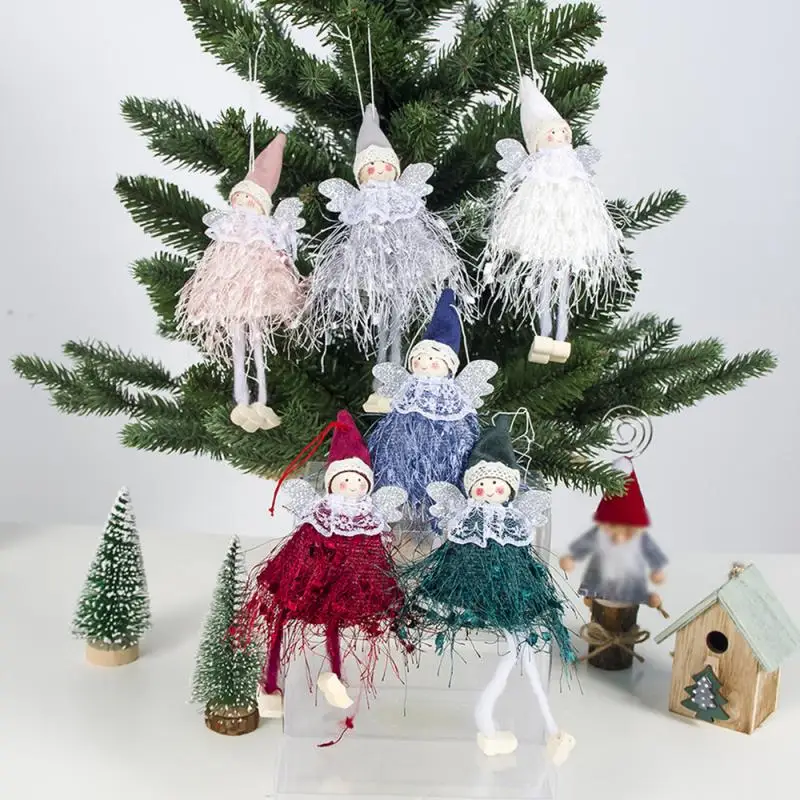 Кукла эльф подвесной орнамент фестиваль DIY дома Рождественская елка Подвески Декор девочка подарок брелок Шерстяной Вязание Ангел кольцо для ключей с игрушкой