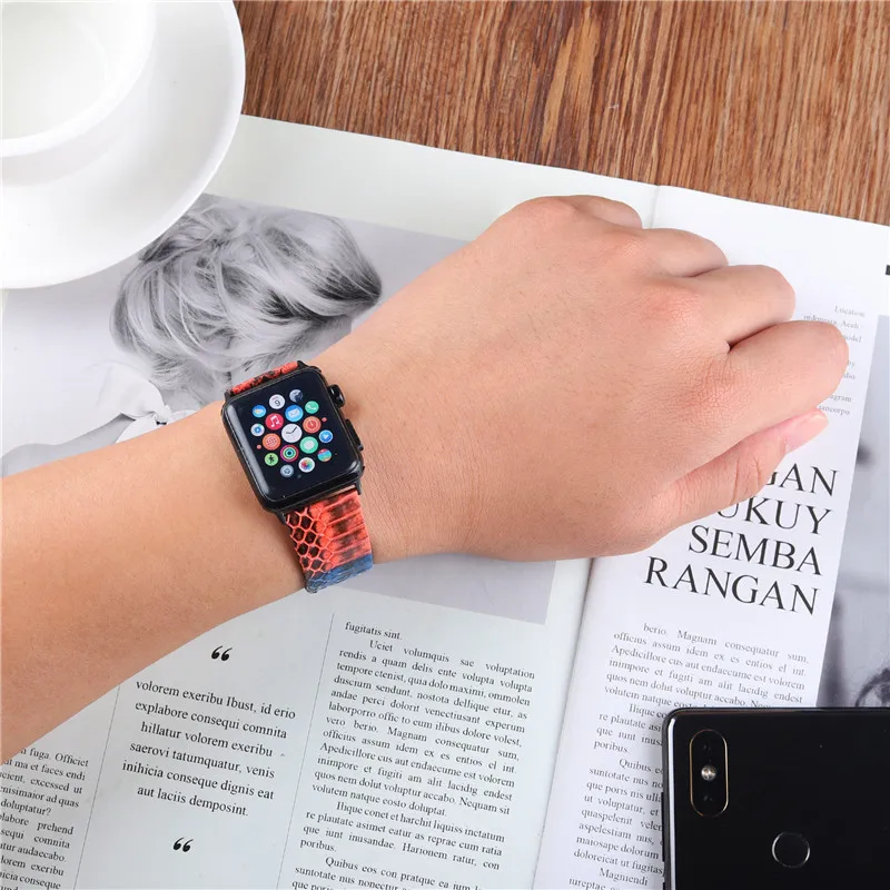 Рисунок под змеиную кожу кожи наручных часов Iwatch, ремешок для apple watch, ремешок 42/38 мм браслет ремешок для Iwatch 4 44/40 мм серии 4/3/2/1 аксессуар