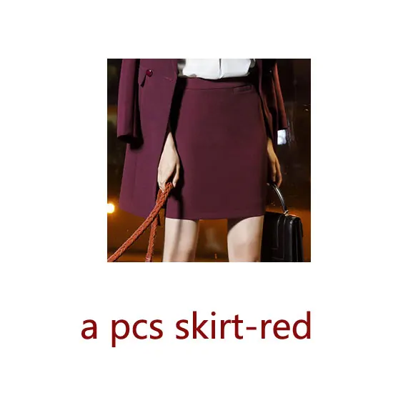 red skirt IZICFLY стиль красный осень зима женские костюмы элегантный тонкий Бизнес Офис длинные блейзеры жилет брюки костюм рабочая одежда плюс размер - Цвет: red skirt