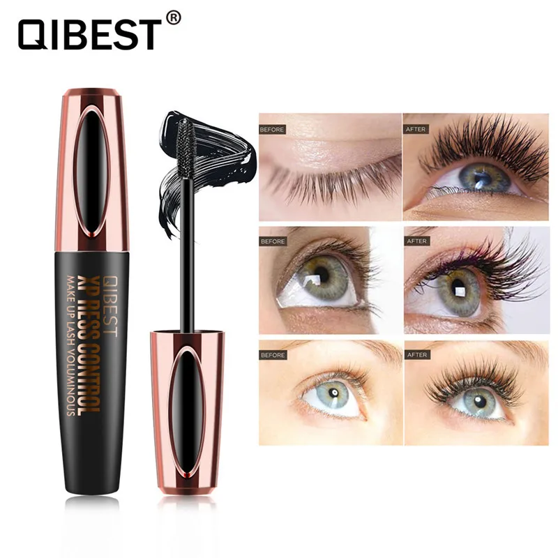 

Qibest 4D Silk Fiber Lash Mascara Waterproof Lengthening Mascara Black Curling Liquid Eye Lash Extension Mascara Cosmetic Makeup