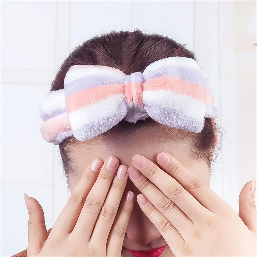 

Coral Fleece Hairbow Cross Headband For Wash Face Makeup Lady Cosmetic Hairband Elastic Soft Turban Hair Accessories