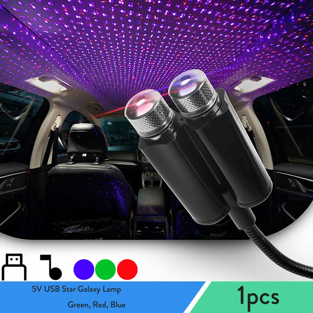 Details about   2 Colour Sound Activated LED USB Starry Sky Projector Light Car Galaxy Star Lamp 