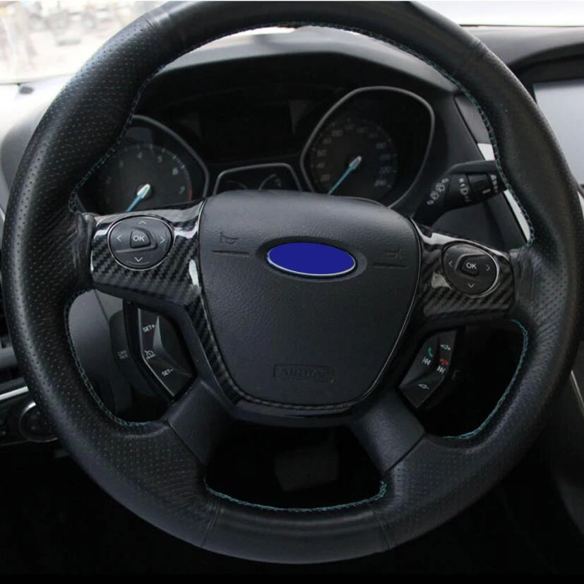 

Ladysmtop Car-styling steering wheel trim decoration sticker for Ford Focus 3 mk3 2012-2014 KUGA 2013-2015 auto accessories
