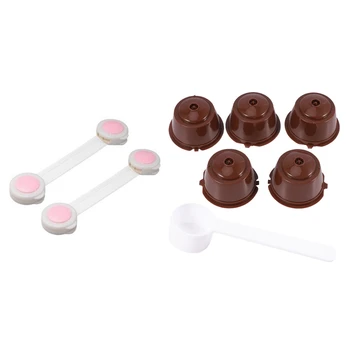 

2 Pcs Adhesive Cupboard Fridge Drawer Infant Child Kid Lock & 5Pcs Refillable Capsules Pods CNIM Hot