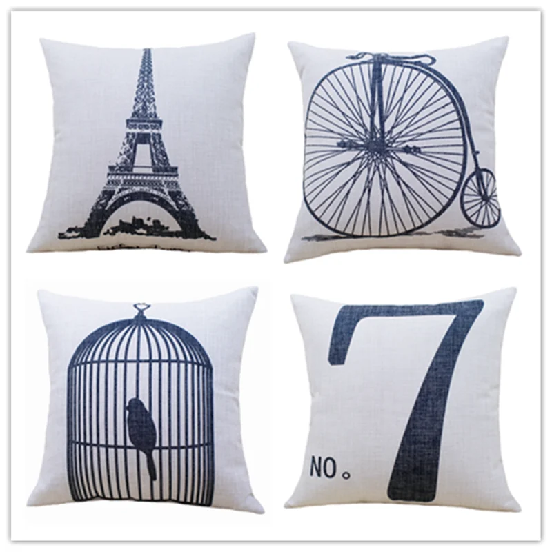 

Spot custom European classic cotton linen printing sofa car pillowcase cushion cover