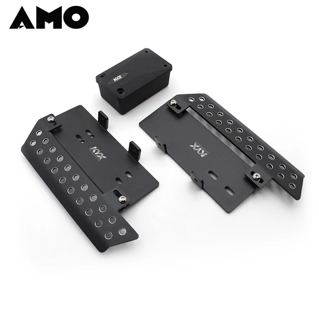 RC Model Car Parts Upgrade Refit Accessories Metal Side Step Running Boards Foot-Plate Frame Pedal with Receiver Box for Crawler