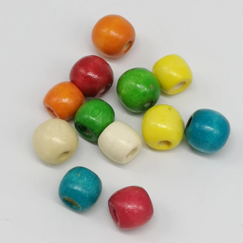 Colorful 12pcs Natural Wood Teething Beads Wooden Ring Stick Children Kids DIY Wooden Jewelry Making Crafts Dreamcatcher Macrame Accessories - Цвет: Colorful 12pcs