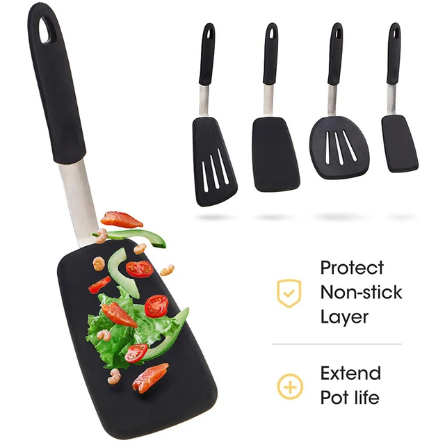 Pancake Spatula Silicone Turner for Nonstick Cookware. Flexible