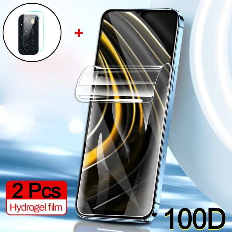 2 шт гидрогелевая пленка+стекло для камеры poco m3 mi pocophone f2 pro защитное стекло