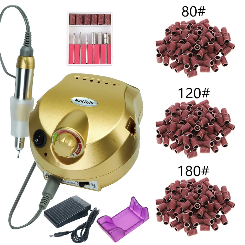 35000/20000 об/мин Электрический сверлильный станок для ногтей, набор для маникюра и педикюра, гель для удаления, крепкий сверлильный пилочка, Полировочный набор для левой руки - Цвет: 35000 set 4