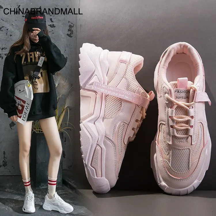 

2020 Fashion Woman High Platform Sneakers New Breathable Leisure Women Shoes Thick Sole Comfy Trainers Deportivas Mujer
